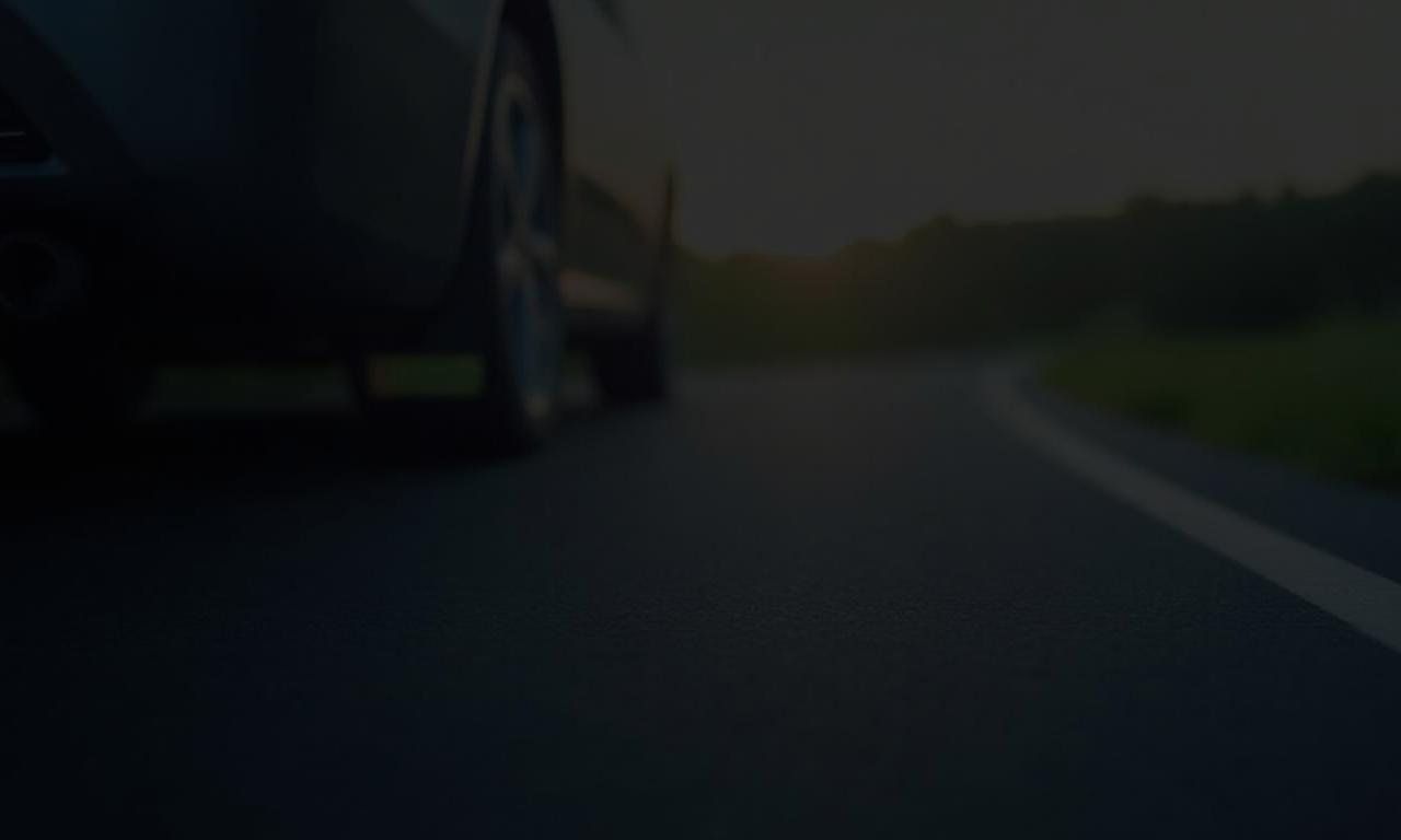 Nahaufnahme eines hochwertigen Autoreifens auf Asphalt mit blurred Hintergrund